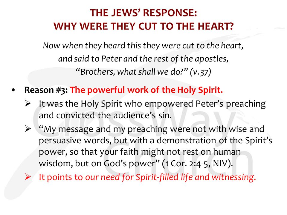 THE JEWS’ RESPONSE: WHY WERE THEY CUT TO THE HEART.
