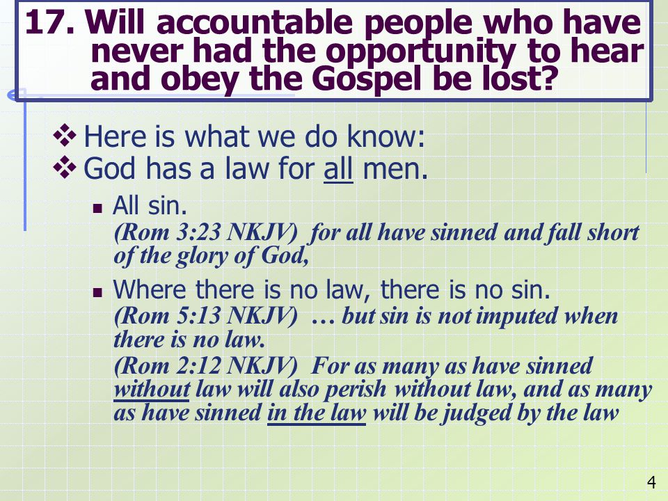  Here is what we do know:  God has a law for all men.
