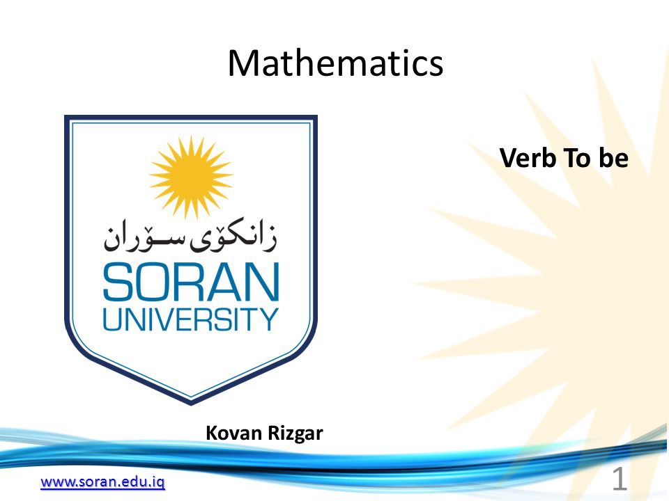 Mathematics Kovan Rizgar Verb To be 1