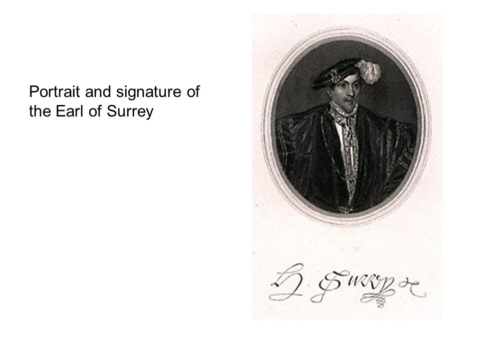 Portrait and signature of the Earl of Surrey