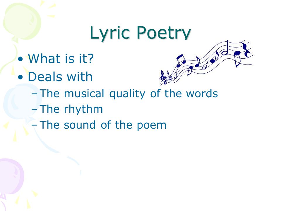 Lyric Poetry What is it.