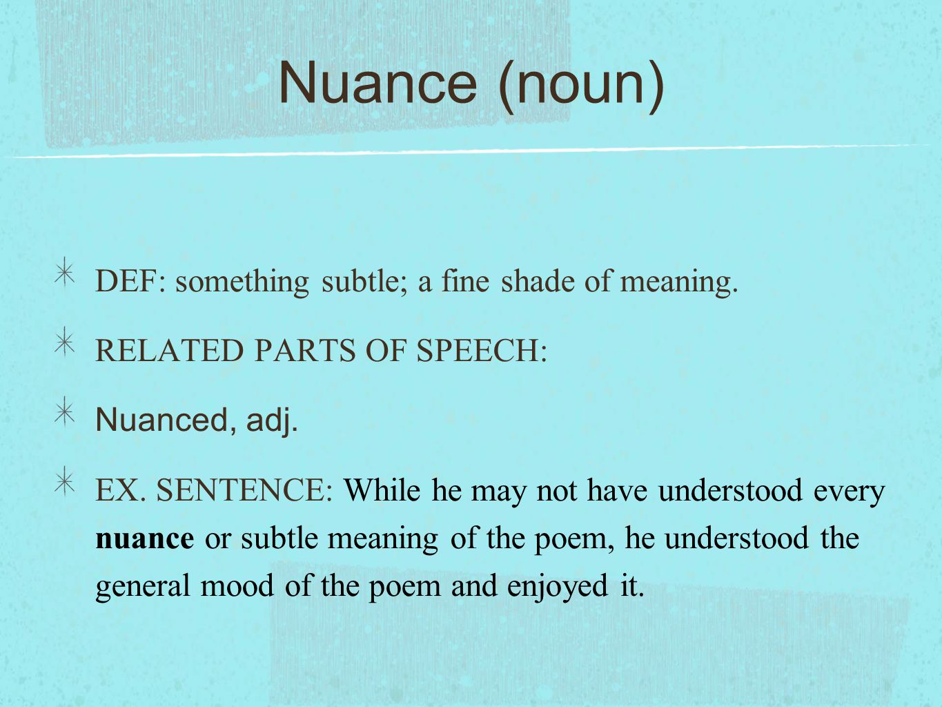 sentence using nuance