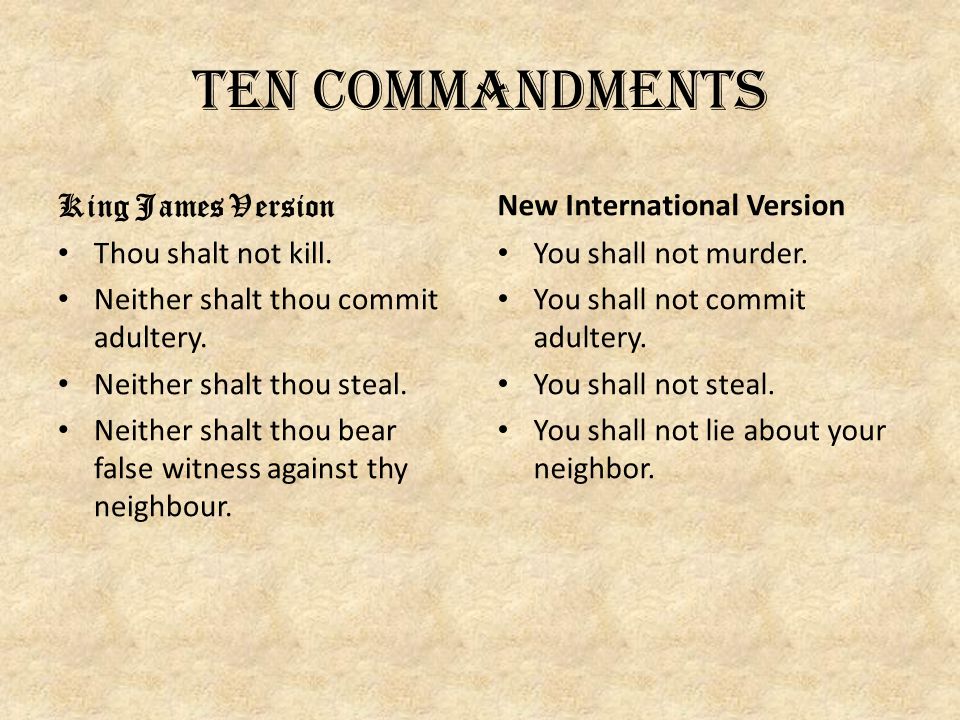 The Ten Commandments King James Version (KJV) Thou shalt have none other go...