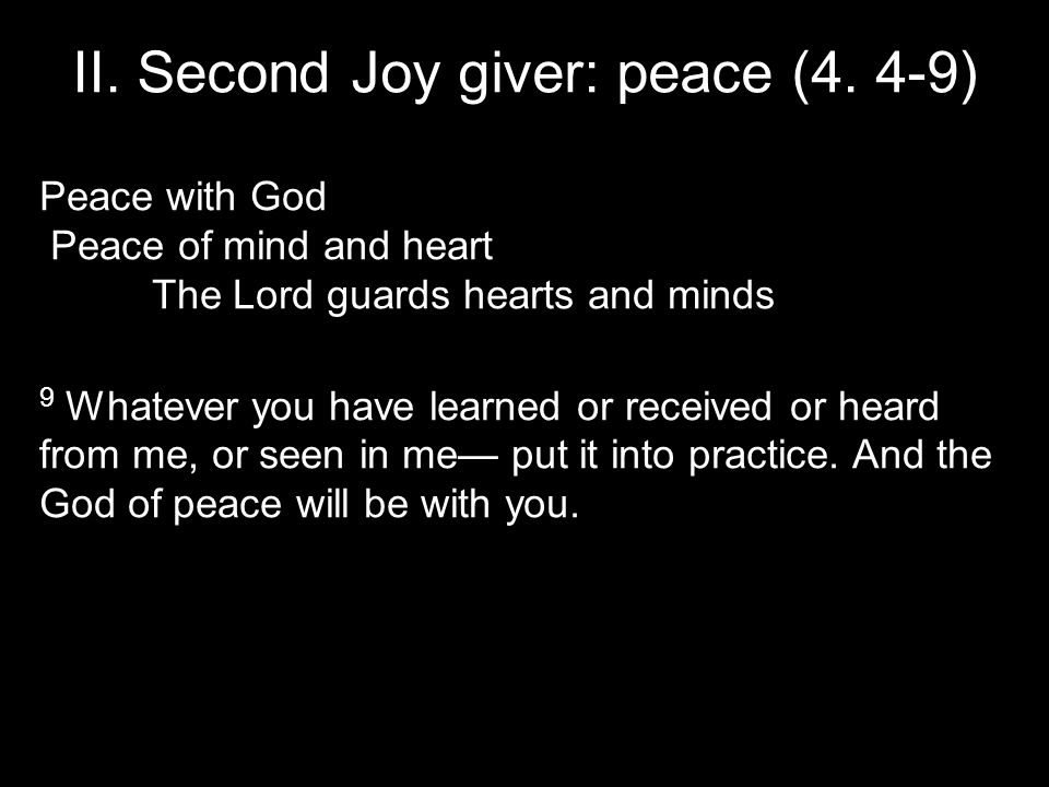 II. Second Joy giver: peace (4.