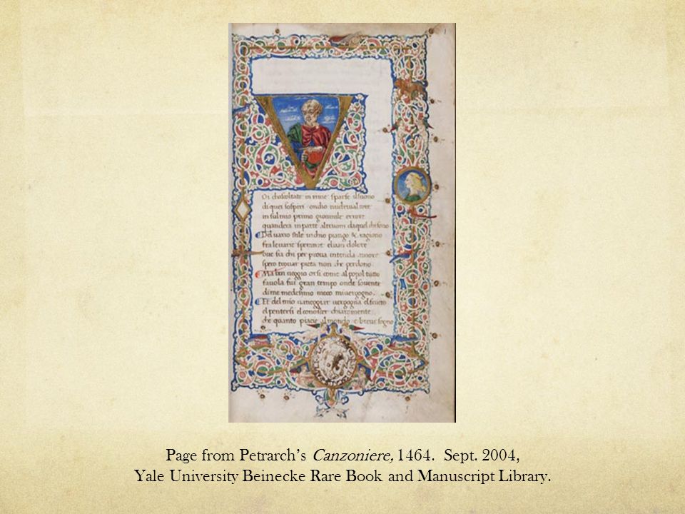 Page from Petrarch’s Canzoniere, Sept.