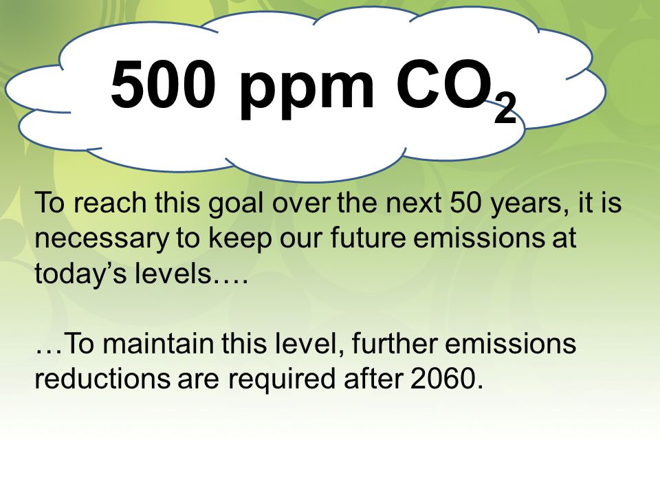 To reach this goal over the next 50 years, it is necessary to keep our future emissions at today’s levels….