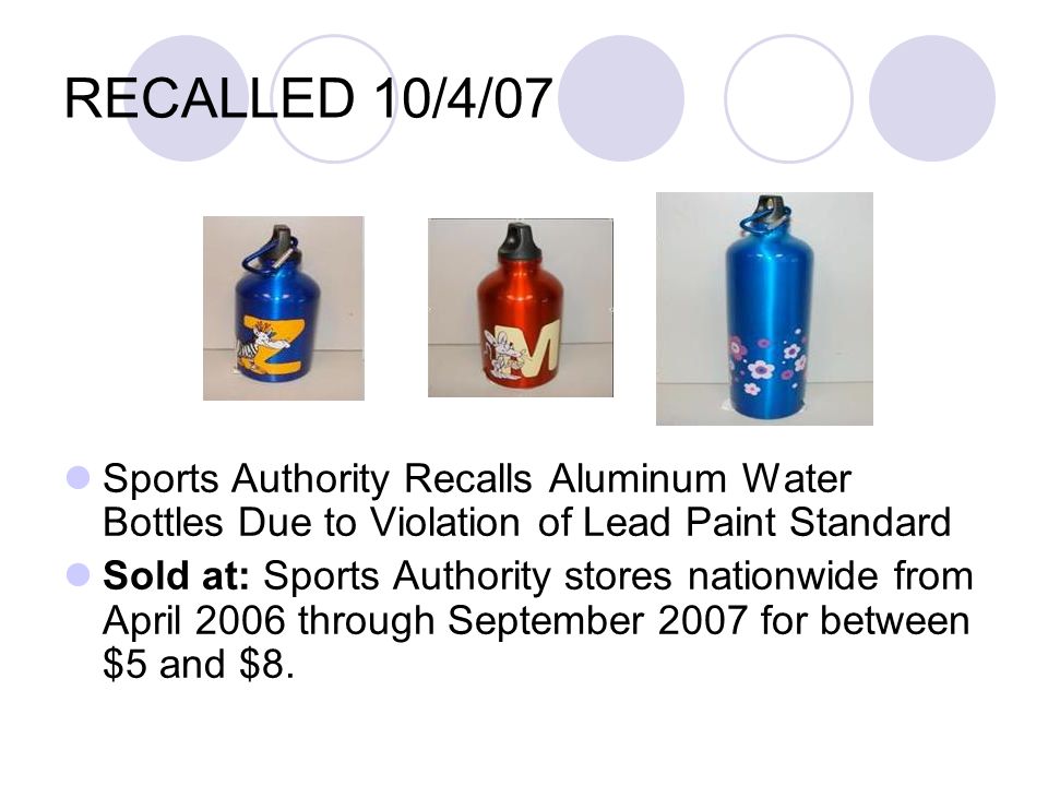 Base Brands Recalls Water Bottles Due to Violation of Lead Paint Standard  (Recall Alert)