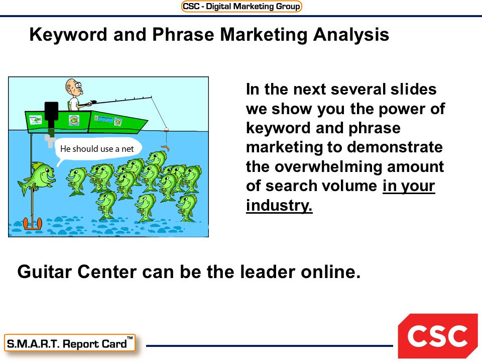 In the next several slides we show you the power of keyword and phrase marketing to demonstrate the overwhelming amount of search volume in your industry.