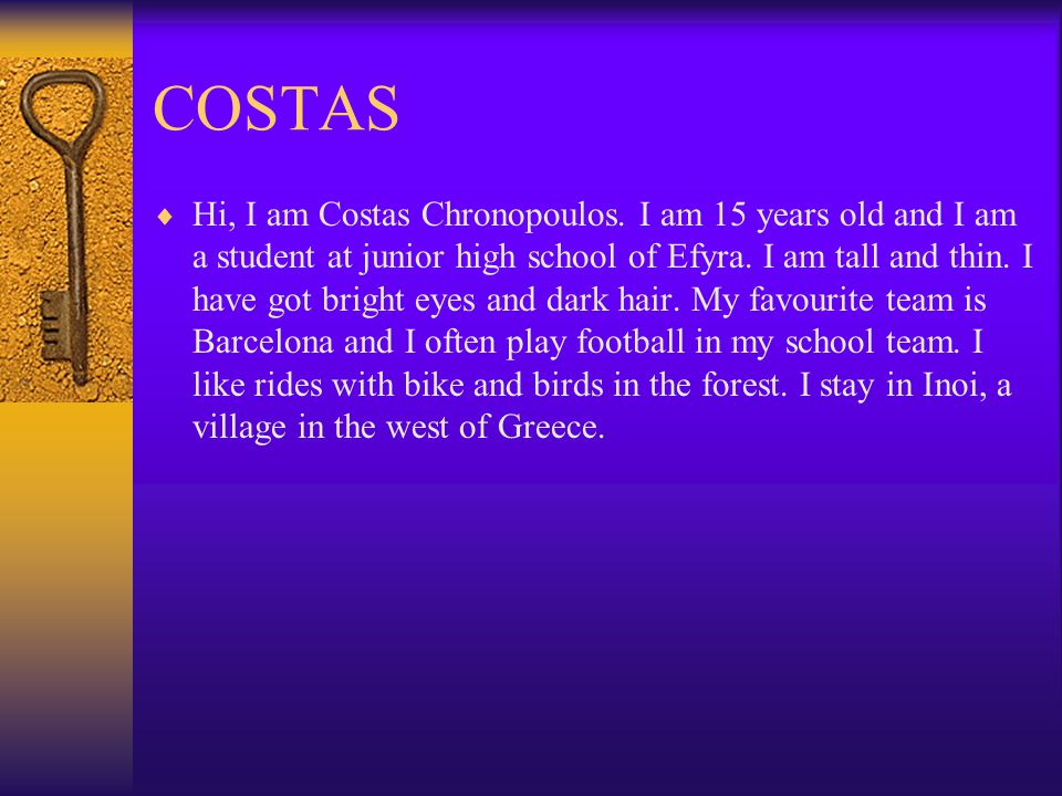 COSTAS  Hi, I am Costas Chronopoulos.