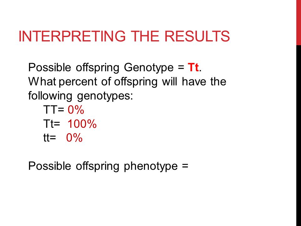 Possible offspring Genotype = Tt.