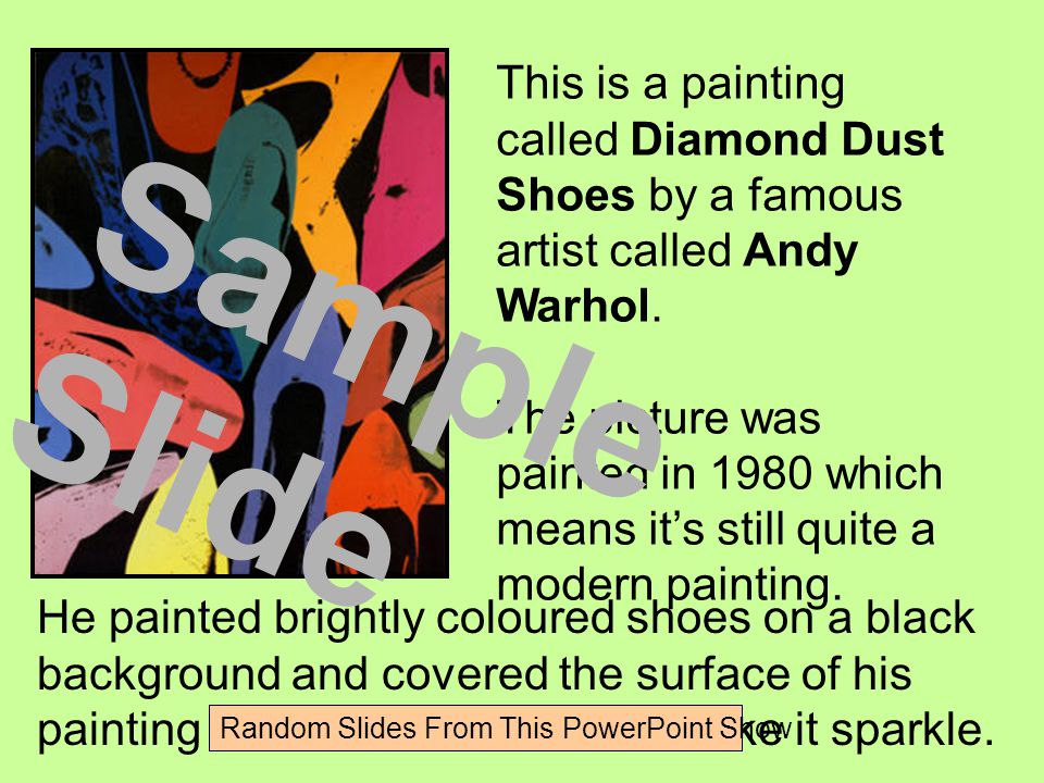 This is a painting called Diamond Dust Shoes by a famous artist called Andy Warhol.