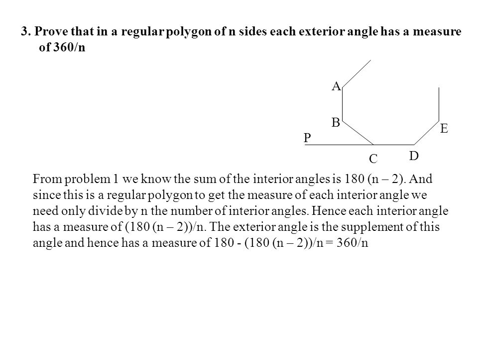 1 Prove That The Sum Of The Interior Angles Of A Polygon Of