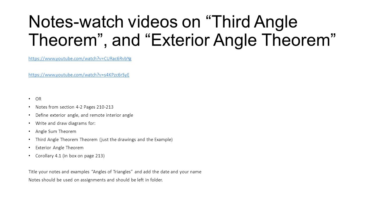 Angles Of Triangles Notes Watch Videos On Third Angle