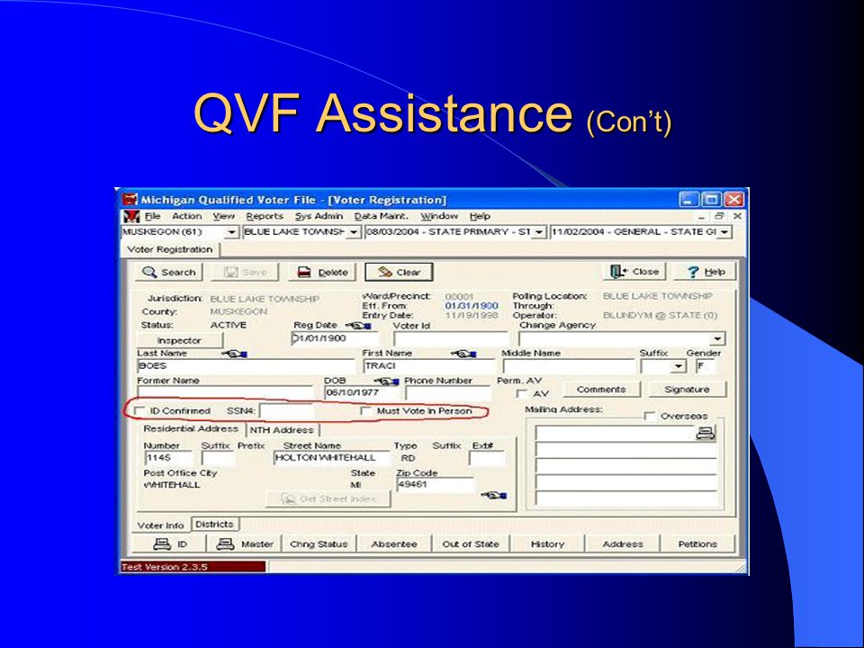 QVF Assistance (Con’t)