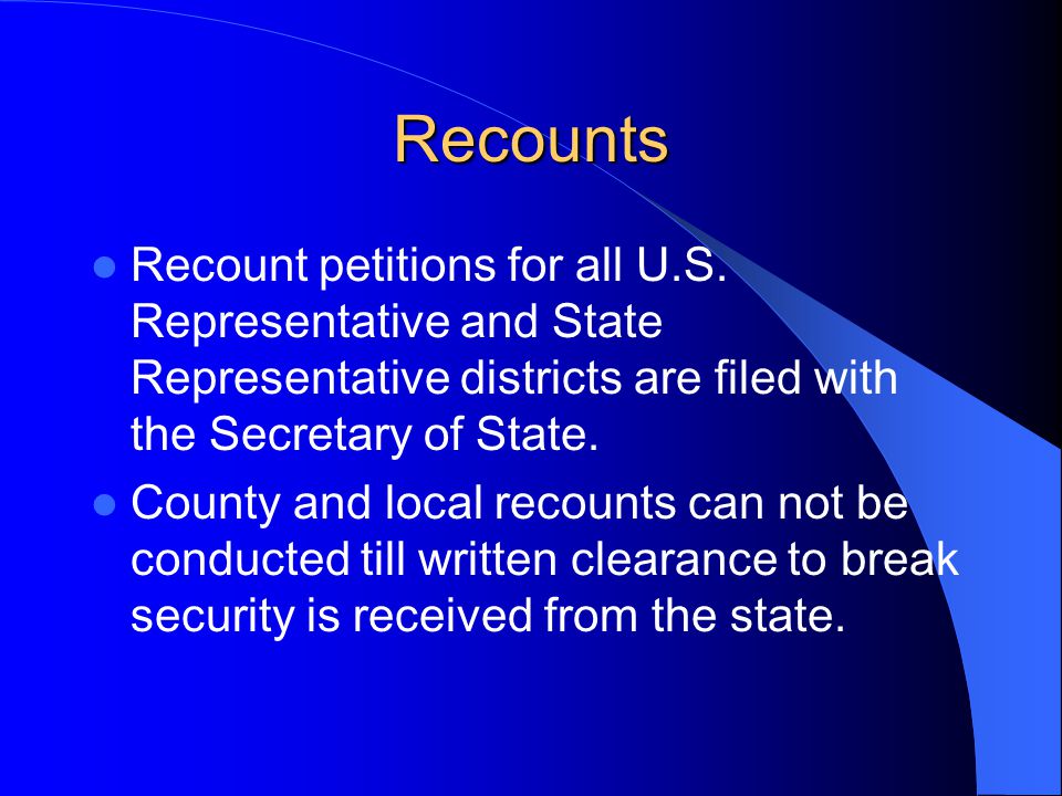 Recounts Recount petitions for all U.S.