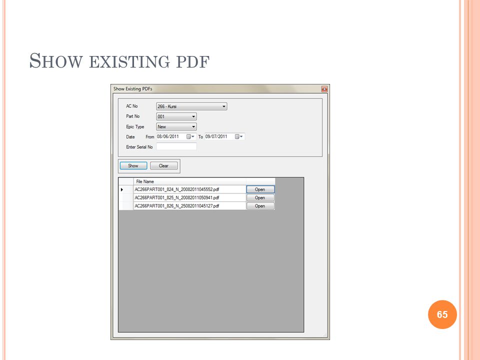S HOW EXISTING PDF 65
