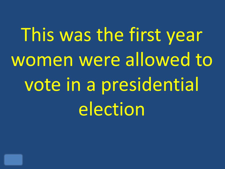 This was the first year women were allowed to vote in a presidential election