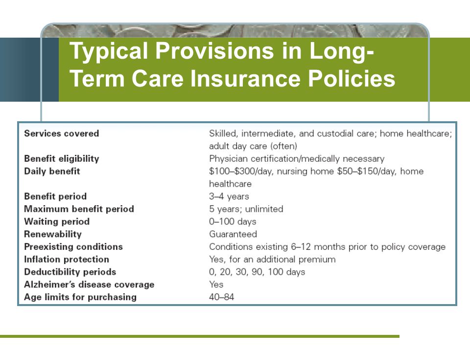 Typical Provisions in Long- Term Care Insurance Policies
