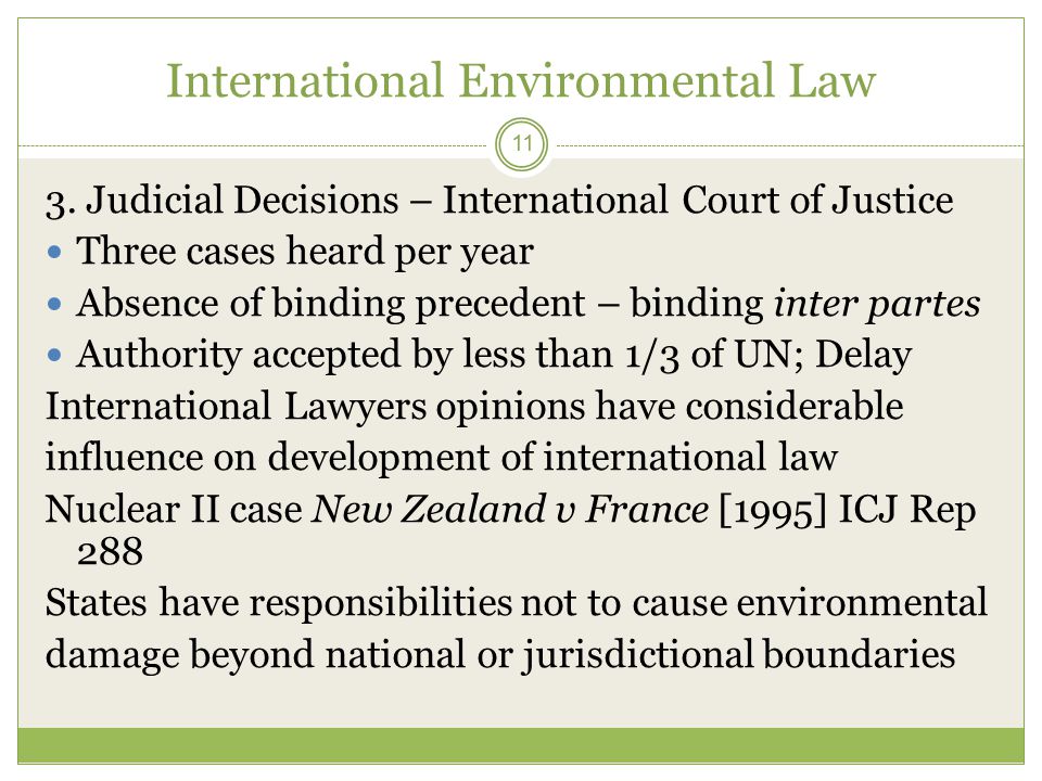 International Environmental Law 11 3.