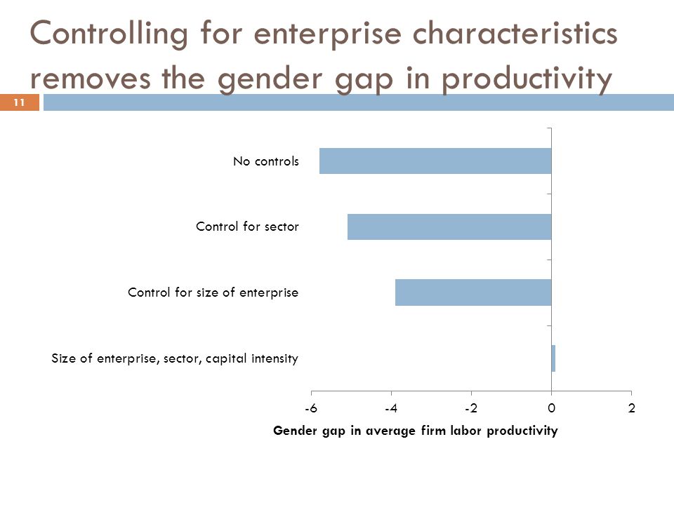 Controlling for enterprise characteristics removes the gender gap in productivity 11