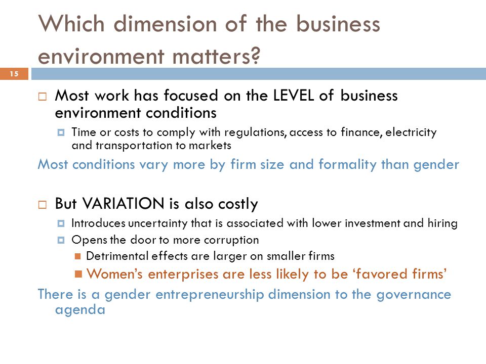Which dimension of the business environment matters.