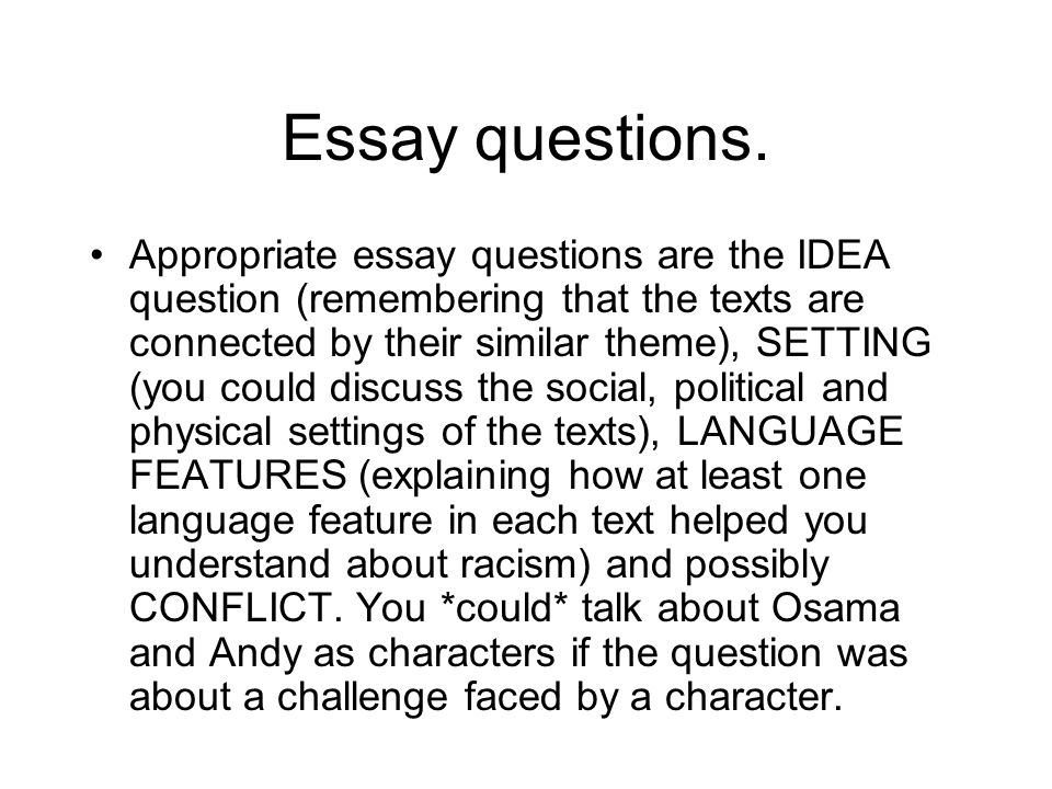 Essay questions.