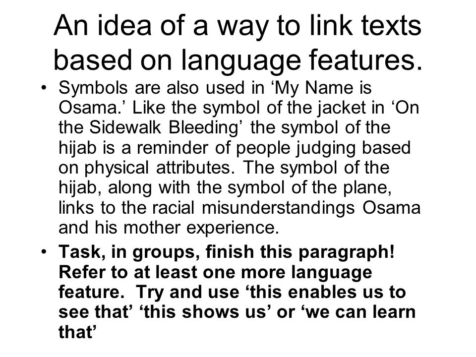 An idea of a way to link texts based on language features.