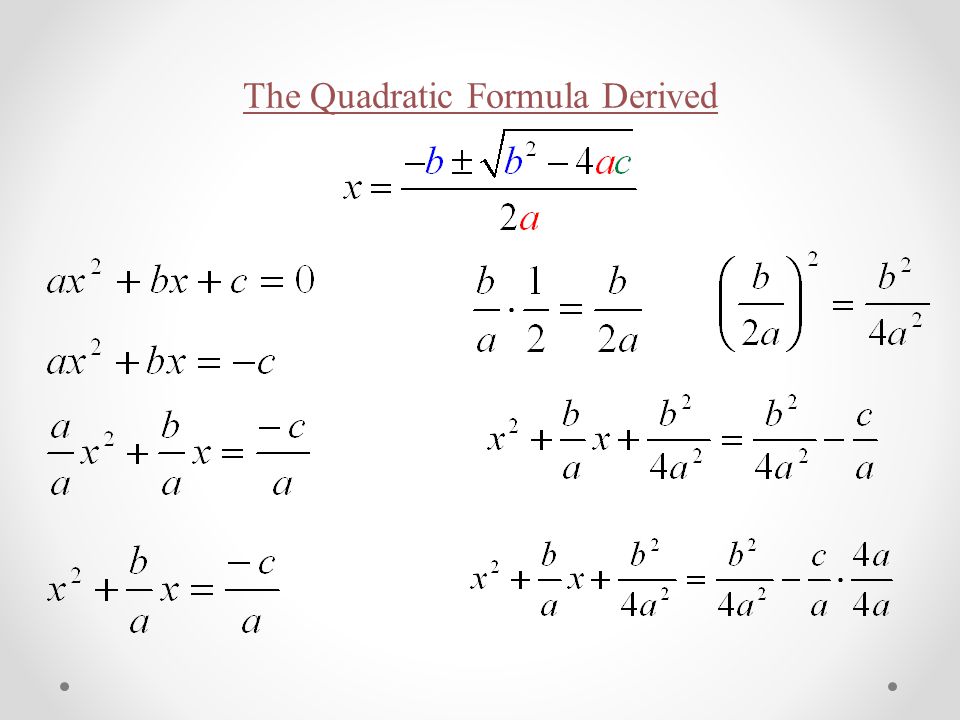 The Quadratic Formula Derived
