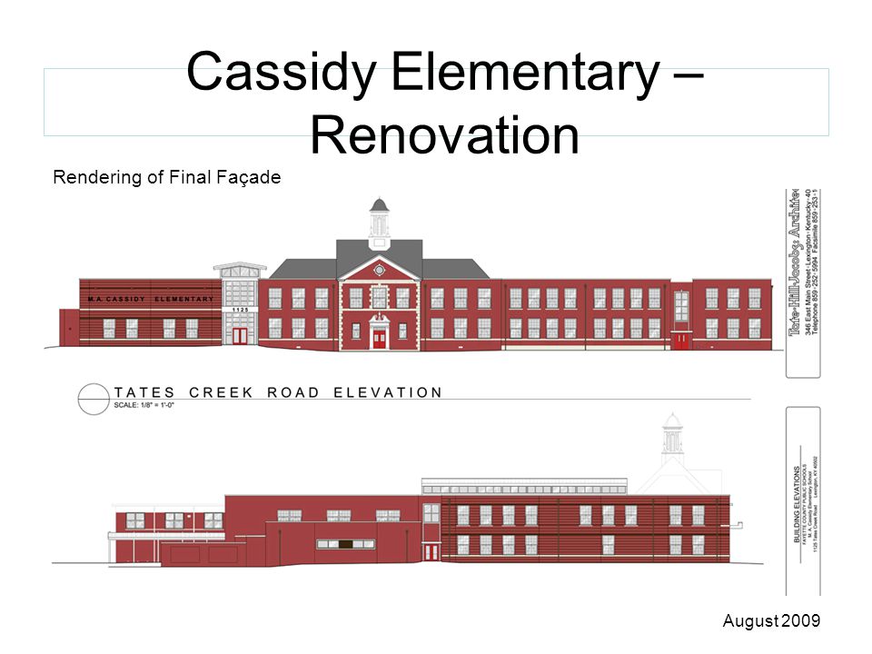 Cassidy Elementary – Renovation Rendering of Final Façade August 2009
