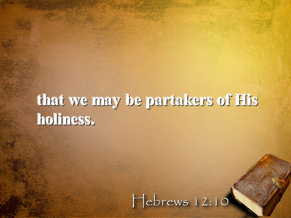 that we may be partakers of His holiness. Hebrews 12:10