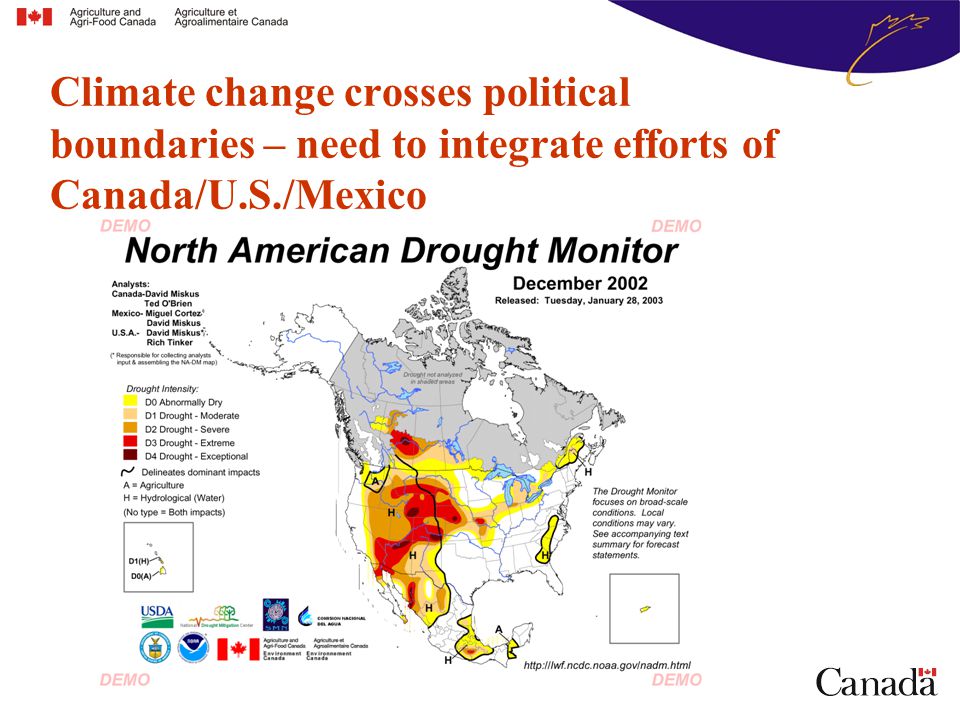 Climate change crosses political boundaries – need to integrate efforts of Canada/U.S./Mexico