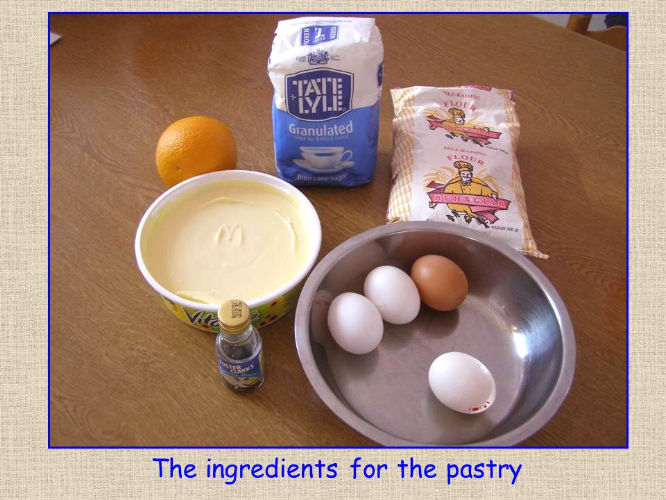 The ingredients for the pastry