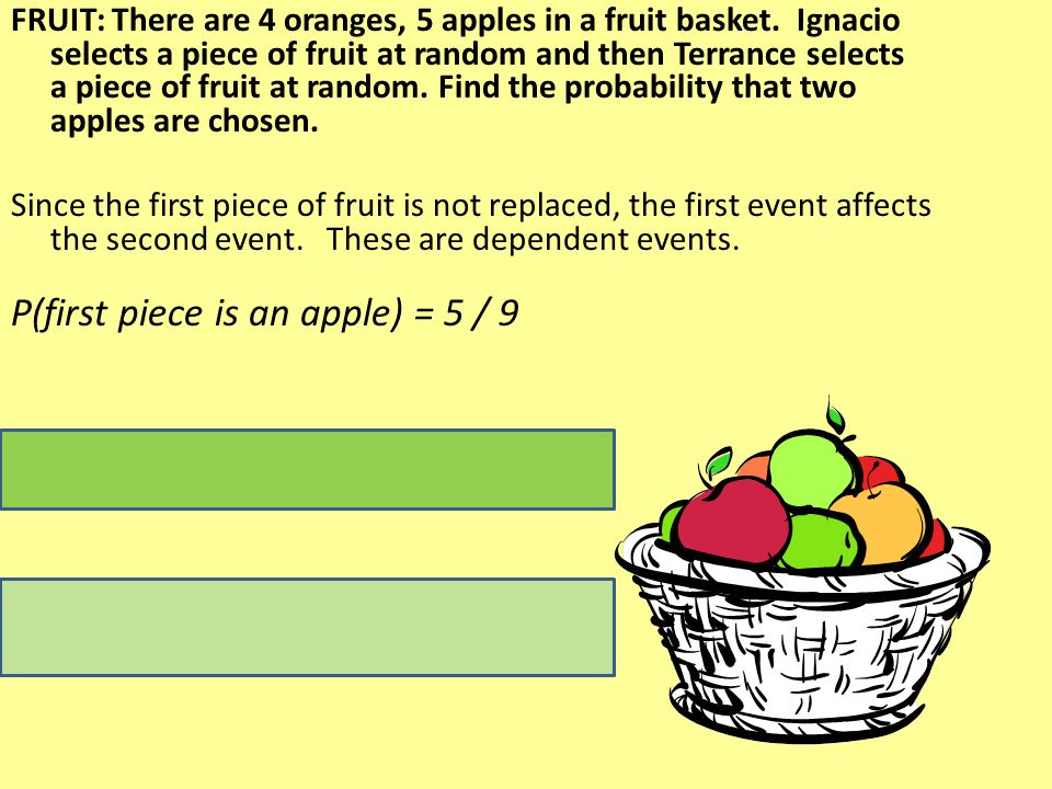 FRUIT: There are 4 oranges, 5 apples in a fruit basket.