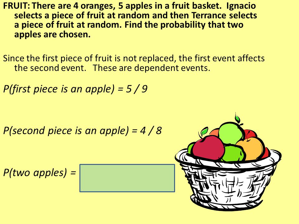 FRUIT: There are 4 oranges, 5 apples in a fruit basket.
