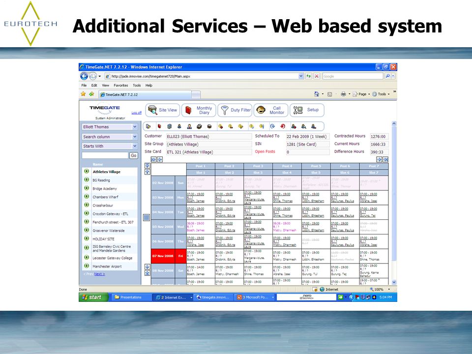 Additional Services – Web based system