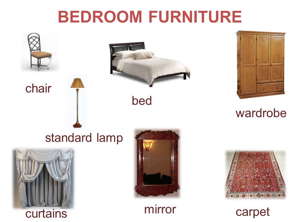 BEDROOM FURNITURE bed chair standard lamp wardrobe carpet mirror curtains