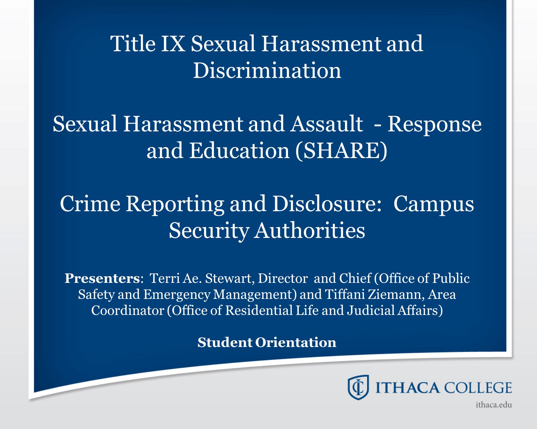 student orientation on sexual harassment Student orientation on sexual harassment