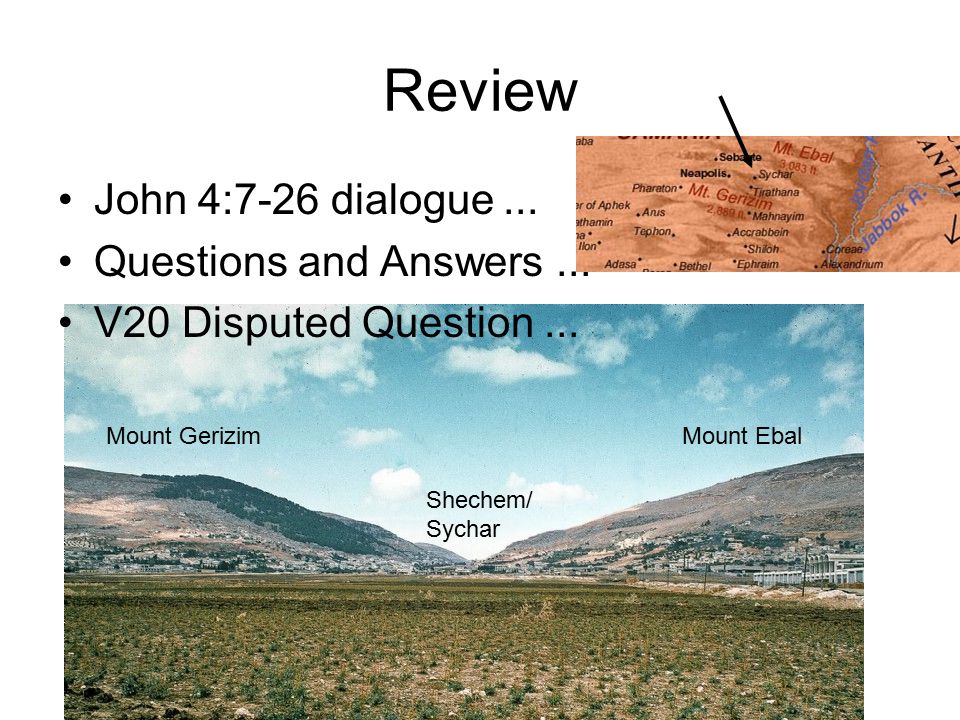 Review John 4:7-26 dialogue... Questions and Answers...