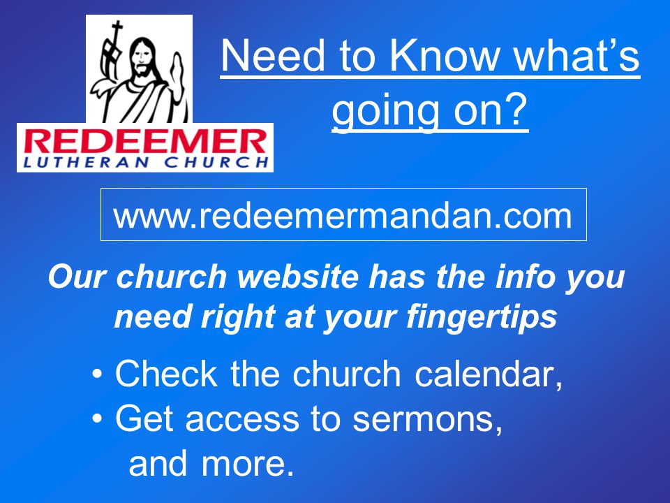 Need to Know what’s going on. Check the church calendar, Get access to sermons, and more.