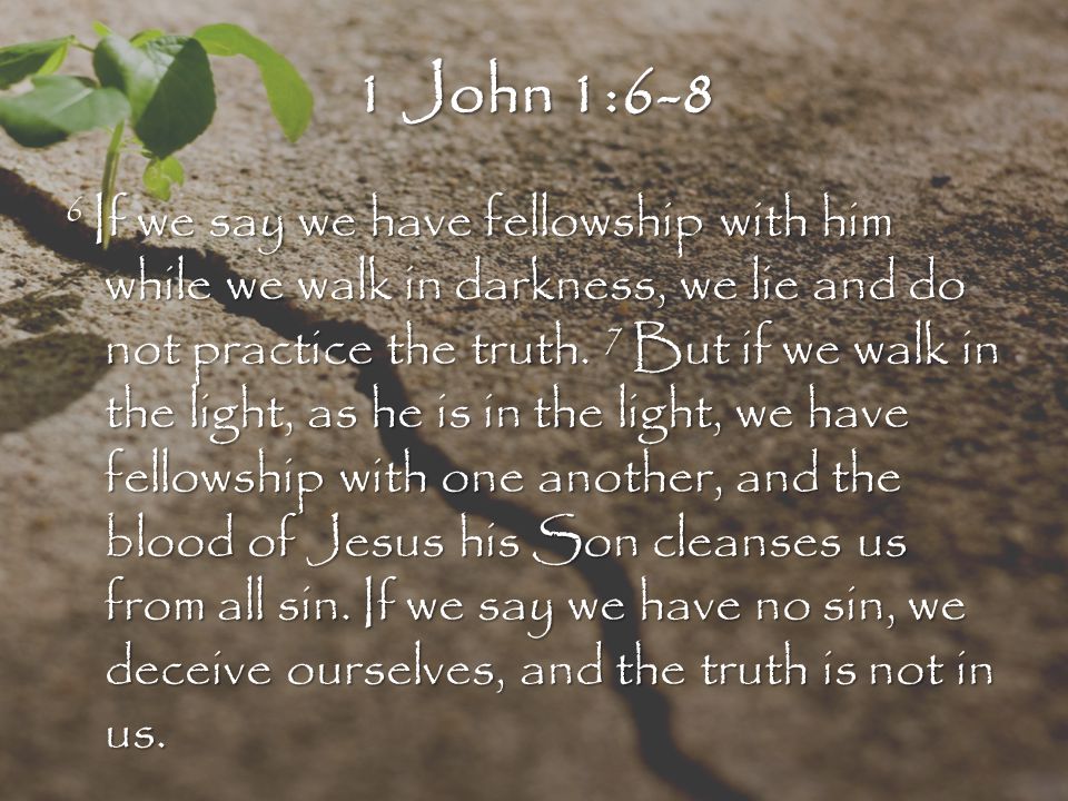 6 If we say we have fellowship with him while we walk in darkness, we lie and do not practice the truth.
