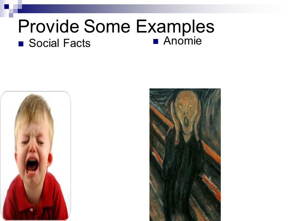 Provide Some Examples Social Facts Anomie