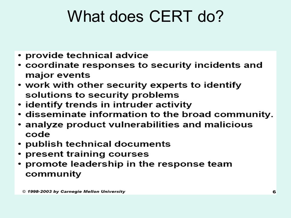 What does CERT do