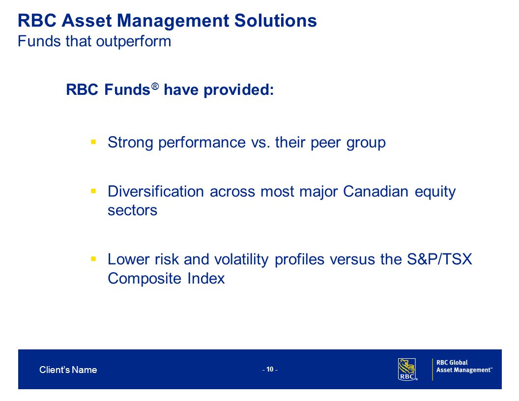 Client’s Name RBC Funds ® have provided:  Strong performance vs.
