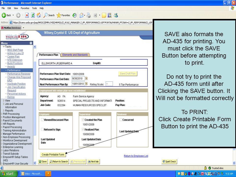 SAVE also formats the AD-435 for printing.