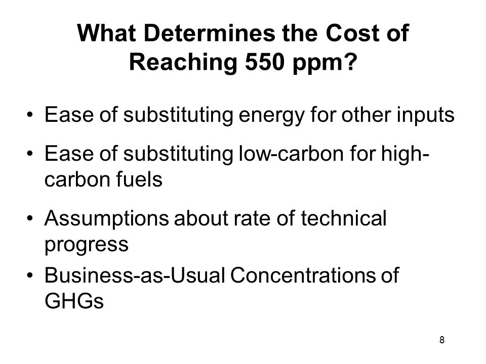 8 What Determines the Cost of Reaching 550 ppm.