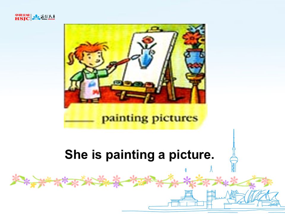 She is painting a picture.