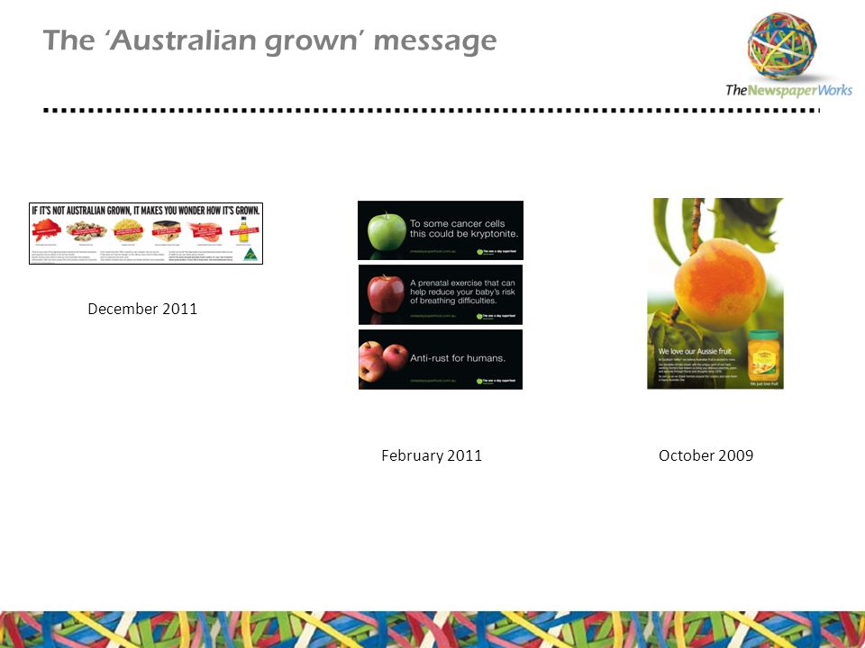 The ‘Australian grown’ message February 2011October 2009 December 2011