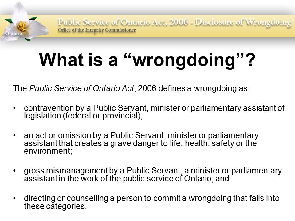What is a wrongdoing .