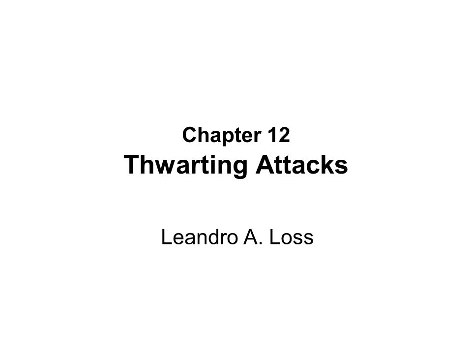 Chapter 12 Thwarting Attacks Leandro A. Loss