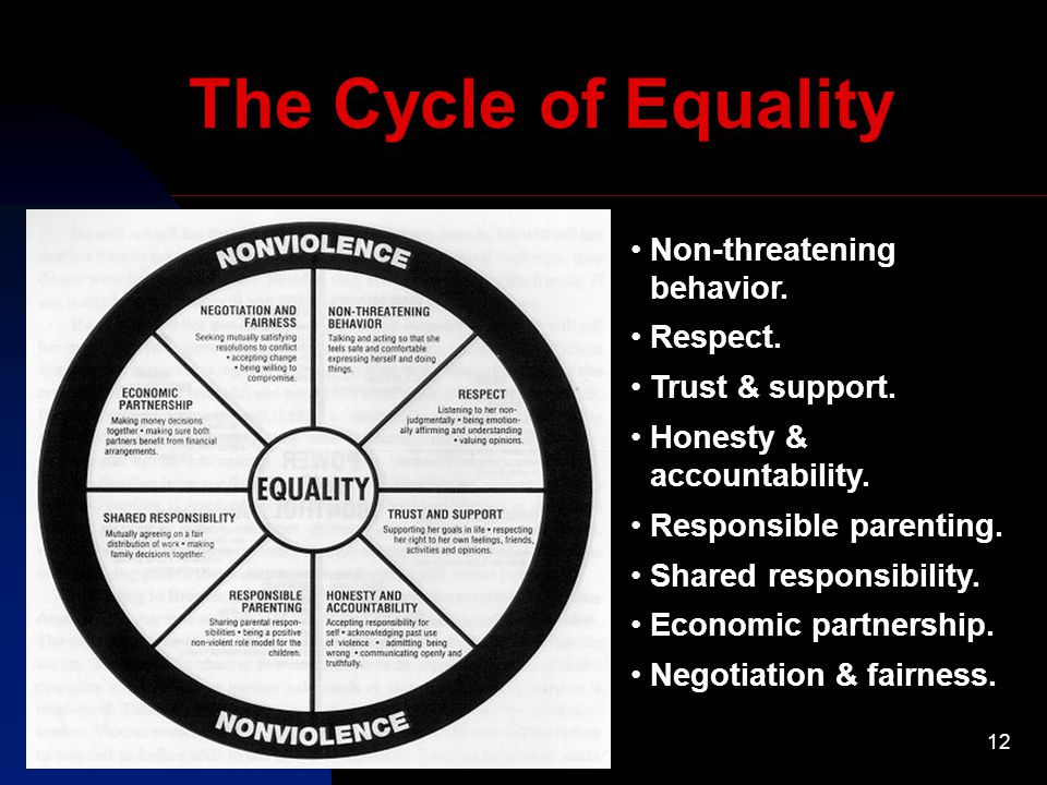 12 The Cycle of Equality Non-threatening behavior.